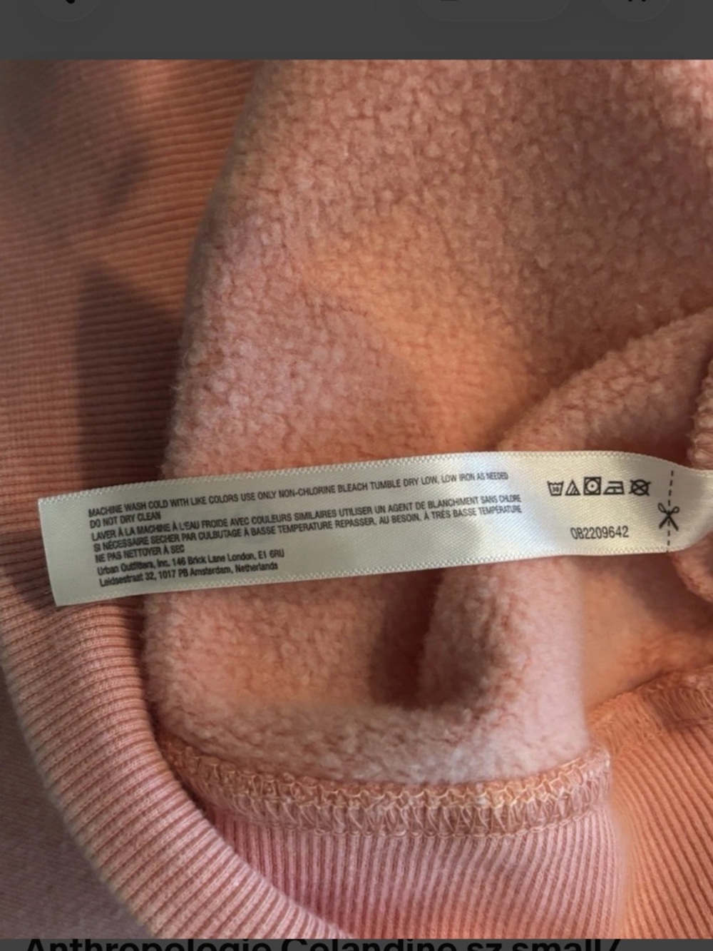 Anthropologie Celandine Pink Fleece-Lined Crewneck Sweatshirt $88 S oversized - Picture 3 of 7